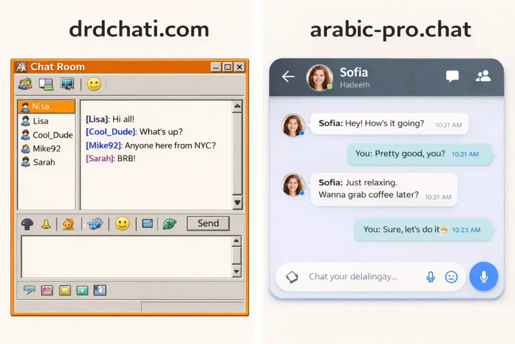 مقارنة بين شات عربي برو وموقع دردشتي